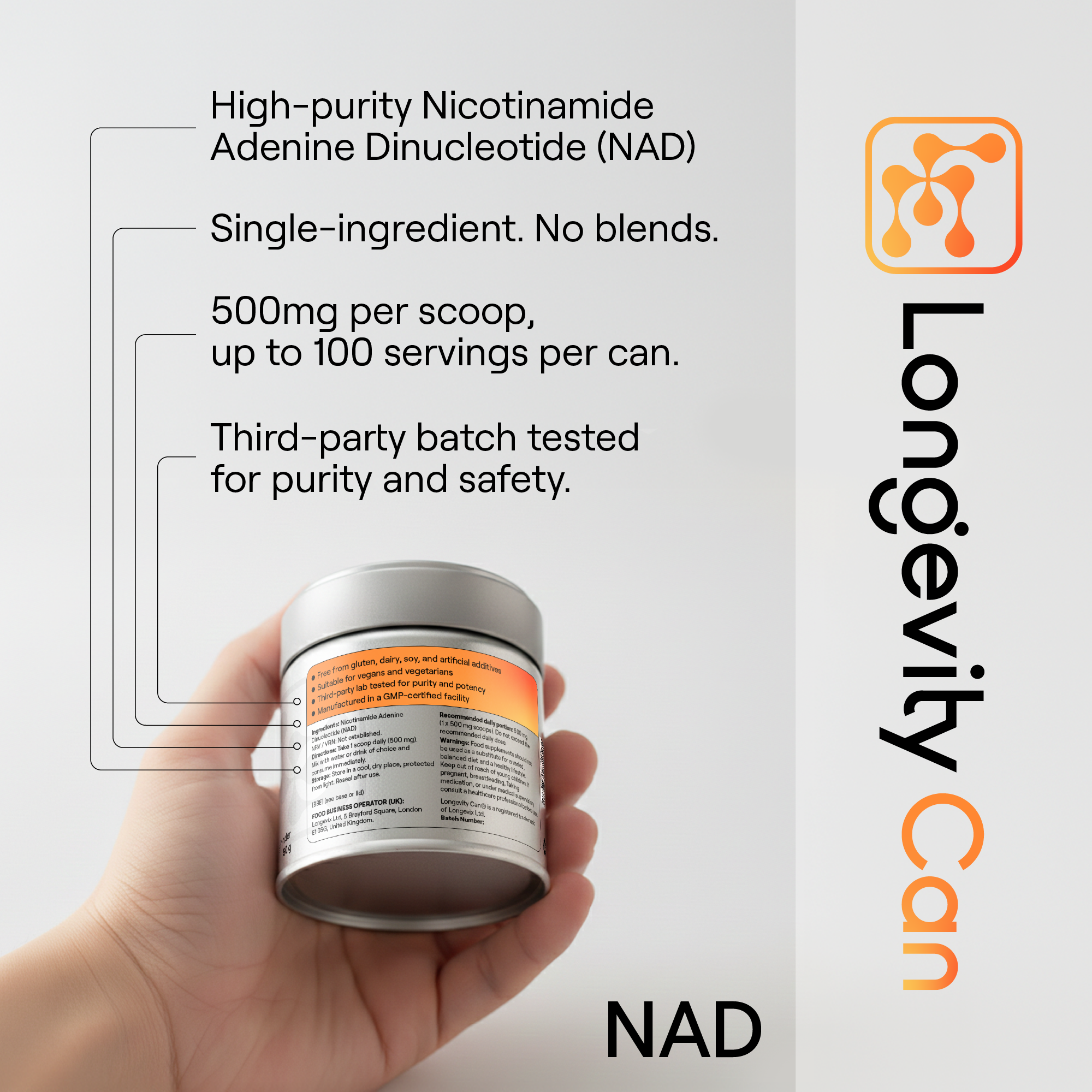 NAD Powder | Nicotinamide Adenine Dinucleotide for Cellular Energy Support