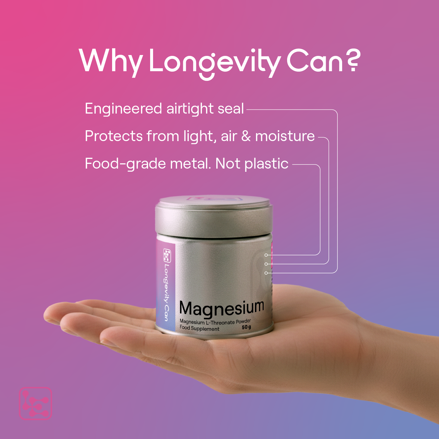 Magnesium L-Threonate Powder 50g | Magnesium for Cognitive and Nervous System Support