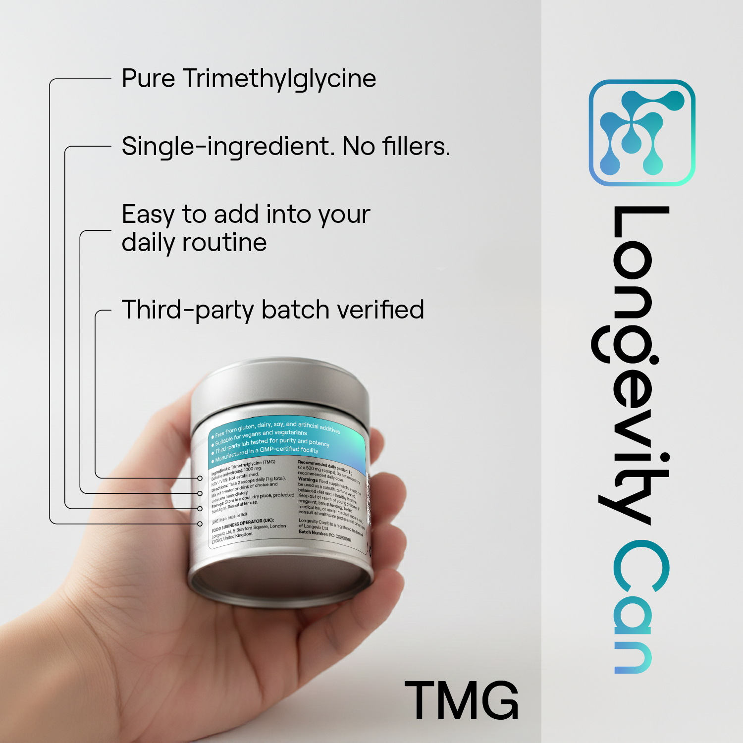 TMG Powder 50g | Trimethylglycine (Betaine) for Methylation and Cellular Support