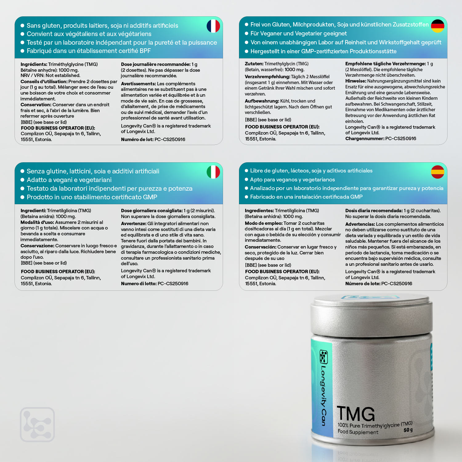 TMG Powder 50g | Trimethylglycine (Betaine) for Methylation and Cellular Support